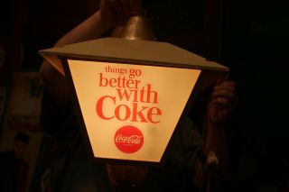 Vintage c.  1960 Coca Cola Fishtail Soda Pop Revolving Lighted 4 Sided Sign 4