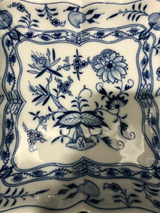 Authentic Vintage German Meissen Blue Onion Square Severing Bowl 4