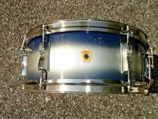 Vintage 1963 Ludwig 5 - 1/4 X 14 " Blue Duco Snare Drum W/brightly Polished Nickel