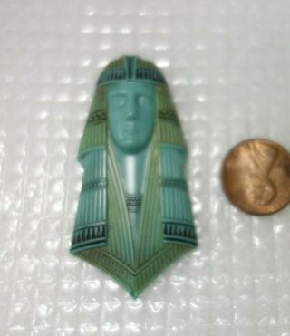 Vintage Czech Art Deco Egyptian REVIVAL PHARAOH ART Glass Cabochon PENDANT 5