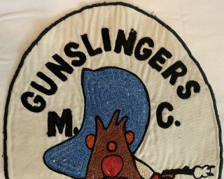 Gunslingers Motorcycle Club 1970’s Vintage Back Patch - Yosemite Sam “Back Off” 3