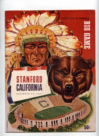 Stanford V Cal _rare_ 1952 Football Program Vtg Big Game - California Bears Ncaa