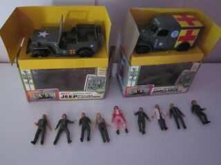 Vintage M.  A.  S.  H 4077 Ambulance & Jeep With 9 Figures