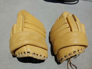 Old School Rare Vintage Leather Hockey Gloves 3