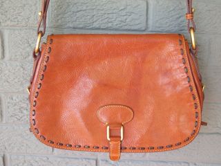 Vtg Dooney & Bourke Leather Handbag Purse Satchel Tan Leather Attc