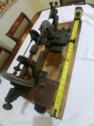 antique vintage small tool watcmaker gunsmith brass lathe 8
