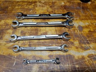 NOS Vintage Snap On 5 Piece 6 Point SAE Flare Nut Wrench Set RXH - 605S 2