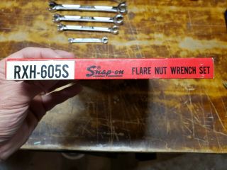 NOS Vintage Snap On 5 Piece 6 Point SAE Flare Nut Wrench Set RXH - 605S 4