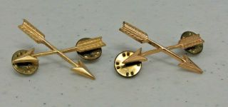 Post - Wwii Us Army Pair Special Forces Crossed Arrows Officer Branch Insignia.
