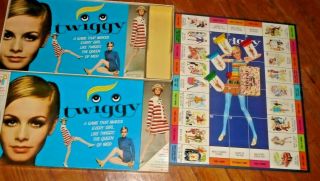 Vintage 1967 Twiggy Board Game Milton Bradley Complete 2