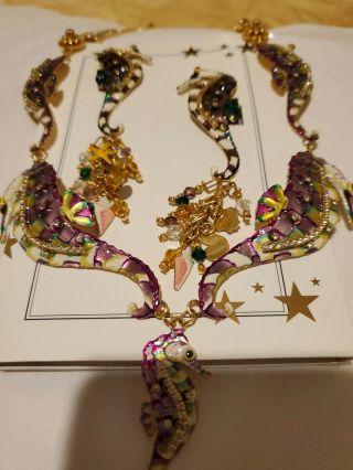 Lunch At The Ritz Sea Horse Necklace & Earrings Elegant Rare Rare Nwot