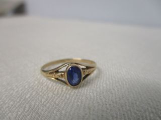Vintage 10 K Yellow Gold With Sapphire Baby Ring Size 4 3/4 Initial Hallmark