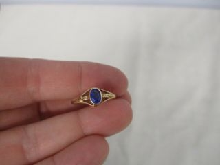VINTAGE 10 K YELLOW GOLD with SAPPHIRE BABY RING SIZE 4 3/4 INITIAL HALLMARK 2