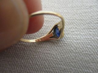 VINTAGE 10 K YELLOW GOLD with SAPPHIRE BABY RING SIZE 4 3/4 INITIAL HALLMARK 5