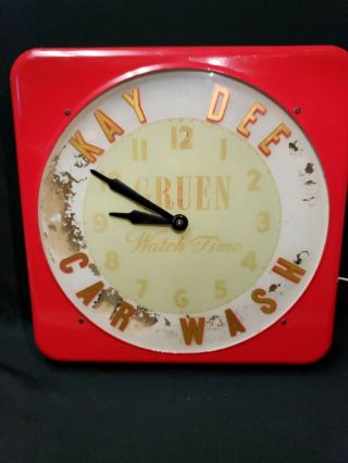 Vintage Antique Gruen Watch Time Wall Clock Kd Car Wash