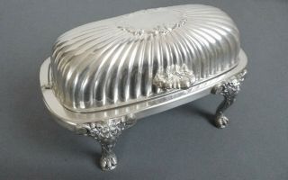 Rare Mid - Century Art Deco Oval Caviar / Butter Dish F.  B.  Rogers Silverplated