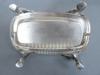 Rare Mid - Century Art Deco oval caviar / butter dish F.  B.  Rogers silverplated 4