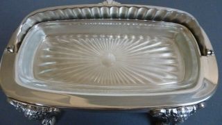 Rare Mid - Century Art Deco oval caviar / butter dish F.  B.  Rogers silverplated 5