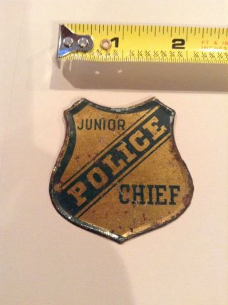 Vintage Junior Police Chief Tin Metal Badge Pin Back Pinback