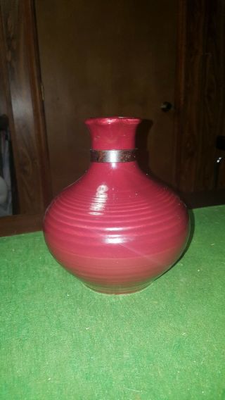 RARE BAUER POTTERY MONTEREY BURGUNDY COFFEE CARAFE WATER PITCHER VTG PIECE 4