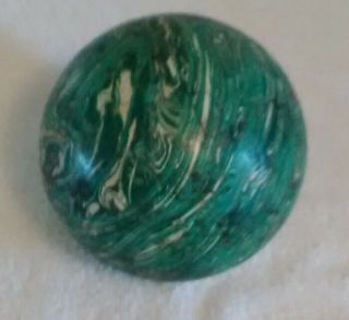 Vintage Green And White Swirl Duckpin Bowling Ball