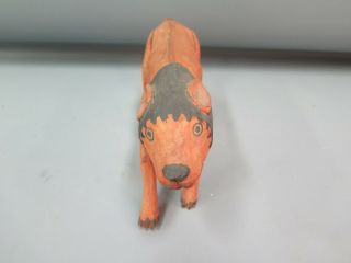 Vintage Mexican Wood Carving Lion - Like Animal Figure Manuel Jimenez Era Folk Art 2