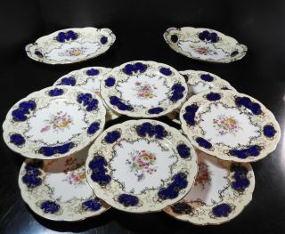 Elegant Antique Ten Piece Lunch Or Berry Set Old Coalport Pattern By Coalport