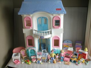 Vintage1997 Fisher Price Loving Family Grand Dollhouse 4618 W Dolls Furniture