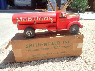 Vintage Smith Miller Mobil Gas Tanker Truck W/ Box Smith Miller Fuel Wood Tanker