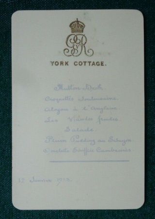 Antique Royal Menu By King George V Queen Mary 1913 Guest List Dr Manby