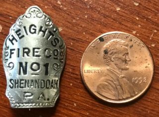 Vintage Heights Fire Co Shenandoah Pa Small Shield Pin