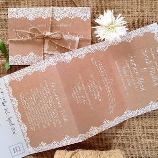 Personalised Wedding Invitations Evening Invites Kraft And Vintage Lace