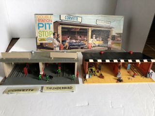 Vintage Aurora Pit Stop Double Station 1453 - 198 And Box