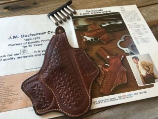 Vintage Bucheimer Concealer Basketweave Leather Lined Holster For 4 " Revolver