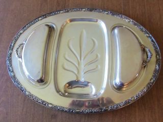 International Victorian Rose Silverplate 3 Part Platter 22 " W/ Covers 1957