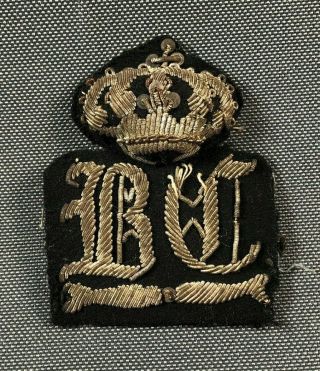 Ww2 Italian Hat Badge Bullion Patch Army Navy Civil ? Gothic Script Bc 767k