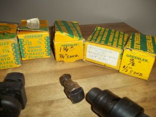 Vintage Greenlee set of 15 Round & others Radio Chassis Punch with/without boxes 4