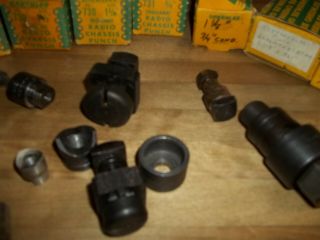 Vintage Greenlee set of 15 Round & others Radio Chassis Punch with/without boxes 6
