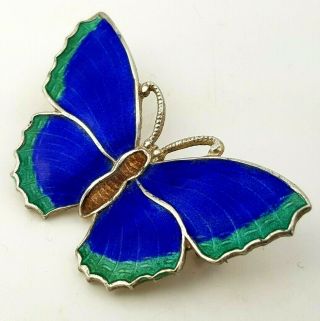 Vintage Sterling Silver Enamel Butterfly Brooch