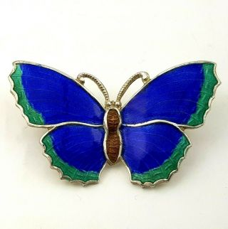 Vintage Sterling Silver Enamel Butterfly Brooch 2