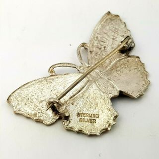 Vintage Sterling Silver Enamel Butterfly Brooch 5