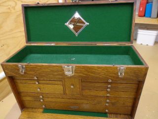Vintage Gerstner 11 Drawer Oak Machinist Tool chest 052 with Lock 2