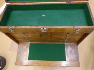 Vintage Gerstner 11 Drawer Oak Machinist Tool chest 052 with Lock 6