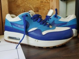 Nike Air Max 1 Vtg Womens Sz 8 555284 - 105 Sneakers Shoes Blue White