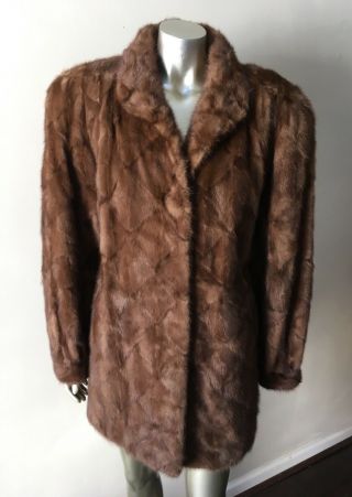 Mink Sable Real Fur Stroller Sheared Soft Vintage 3/4 Length Honey Brown Coat M 2