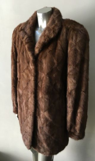 Mink Sable Real Fur Stroller Sheared Soft Vintage 3/4 Length Honey Brown Coat M 3