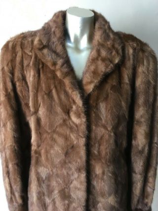Mink Sable Real Fur Stroller Sheared Soft Vintage 3/4 Length Honey Brown Coat M 4