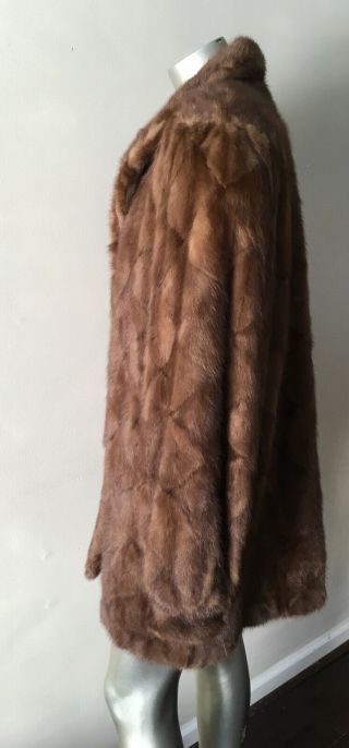 Mink Sable Real Fur Stroller Sheared Soft Vintage 3/4 Length Honey Brown Coat M 5