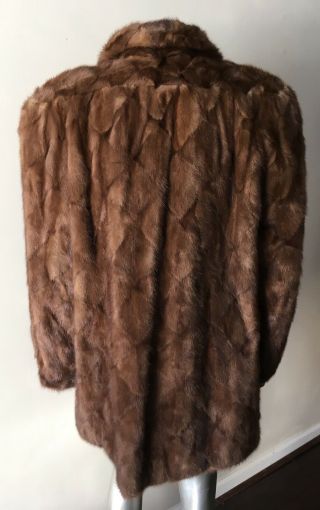 Mink Sable Real Fur Stroller Sheared Soft Vintage 3/4 Length Honey Brown Coat M 6