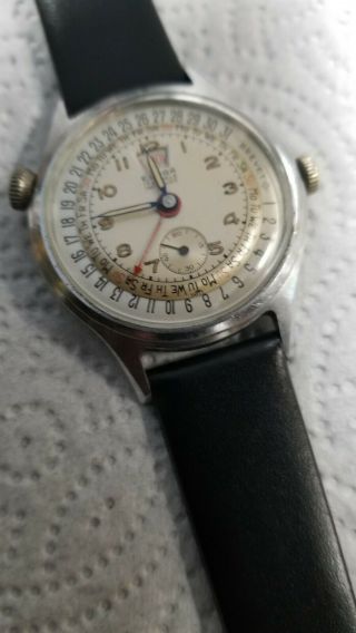 Vintage Eloga Triple Date Calendar 17 Jewel Incabloc Swiss Watch